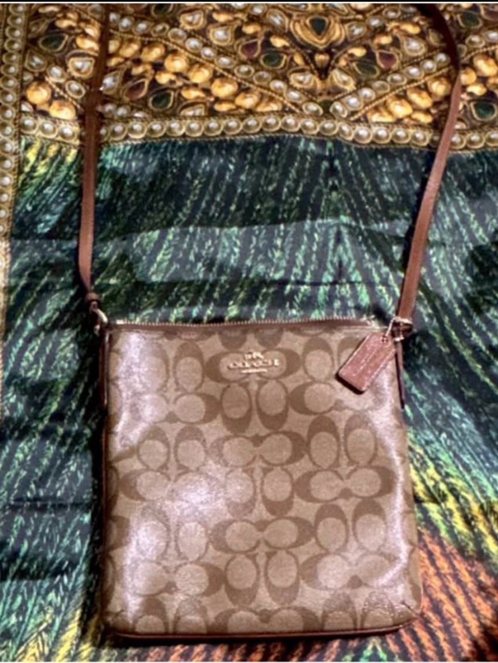 Coach Brown Signature Monogram Crossbody